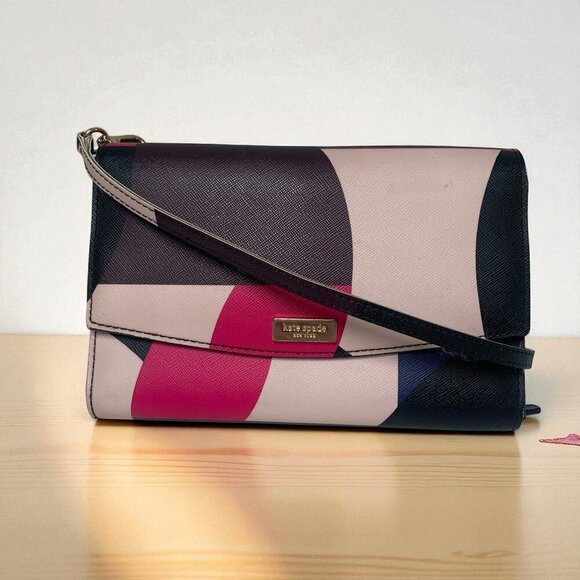 Kate Spade Laurel Way Winni Crossbody Wallet Pink/Blue/Purple Leather WLRU3171 - Picture 1 of 11